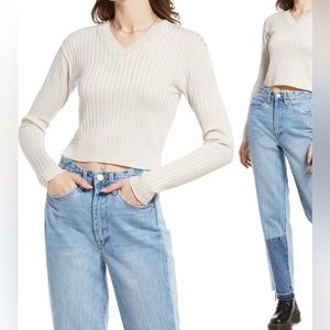NWT Nordstrom BP Reagan Rib Crop Sweater Size: S Color:Ivory